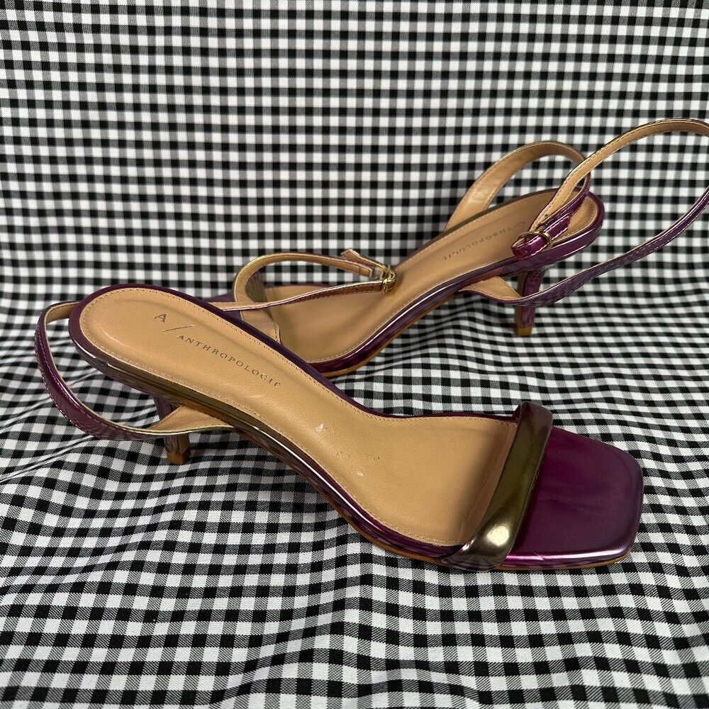 Anthropologie Rainbow Minimalist Metallic Kitten Heel Women's Size 38 / US 7.5